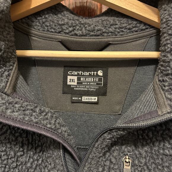 Men’s Carhartt Sherpa Navy Blue Fleece Zip Up Jacket 2XL - Picture 4 of 5
